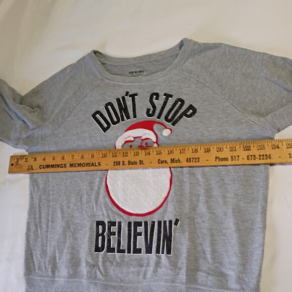 Ugly Christmas Sweatshirt XL-DON'T STOP BELIEVIN'- Grey Cotton/Poly Blend - Picture 8 of 12